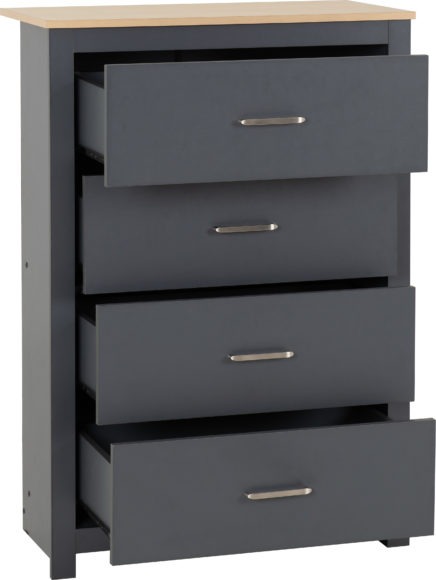 Seconique Portland 4 Drawer Chest Grey/Oak Effect