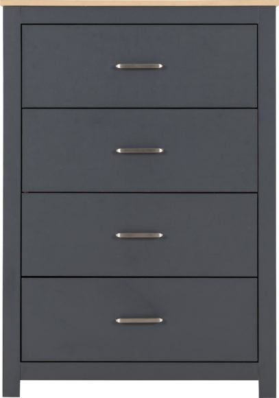 Seconique Portland 4 Drawer Chest Grey/Oak Effect