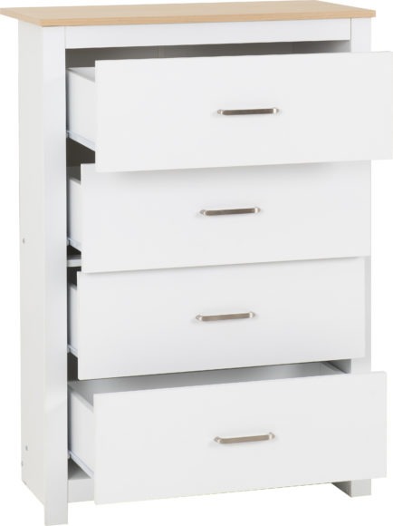 Seconique Portland 4 Drawer Chest White/Oak Effect