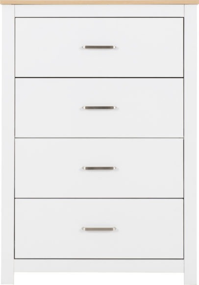 Seconique Portland 4 Drawer Chest White/Oak Effect