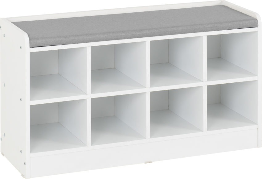 seconique Portland Shoe Bench White/Steel Fabric