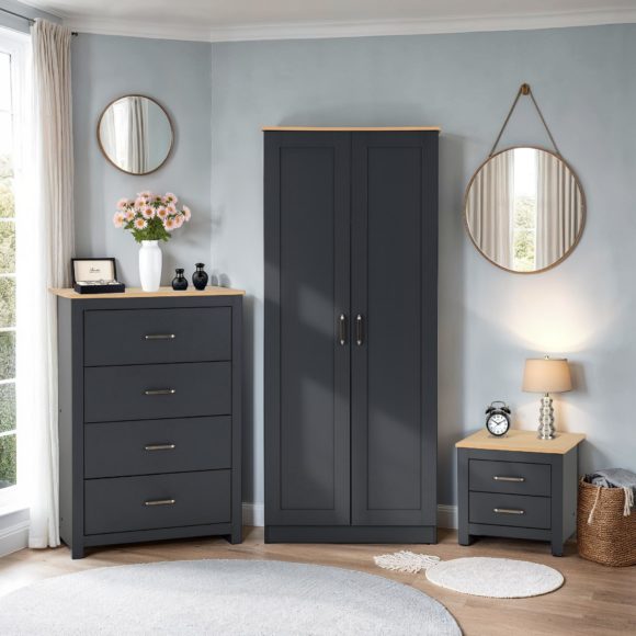 seconique Portland Trio Grey/Oak Effect