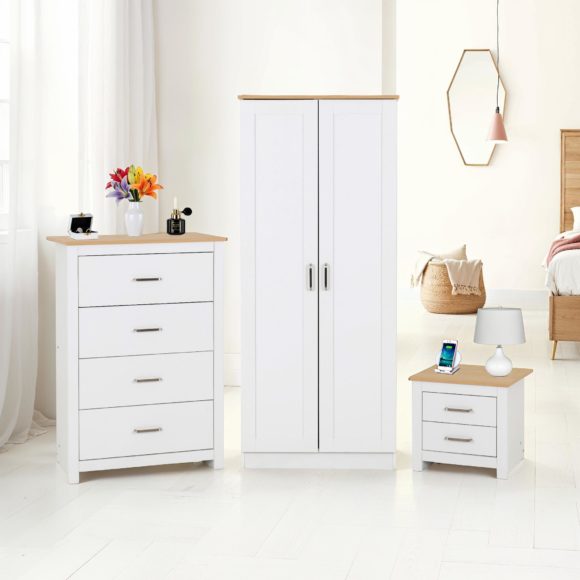 seconique Portland Trio White/Oak Effect