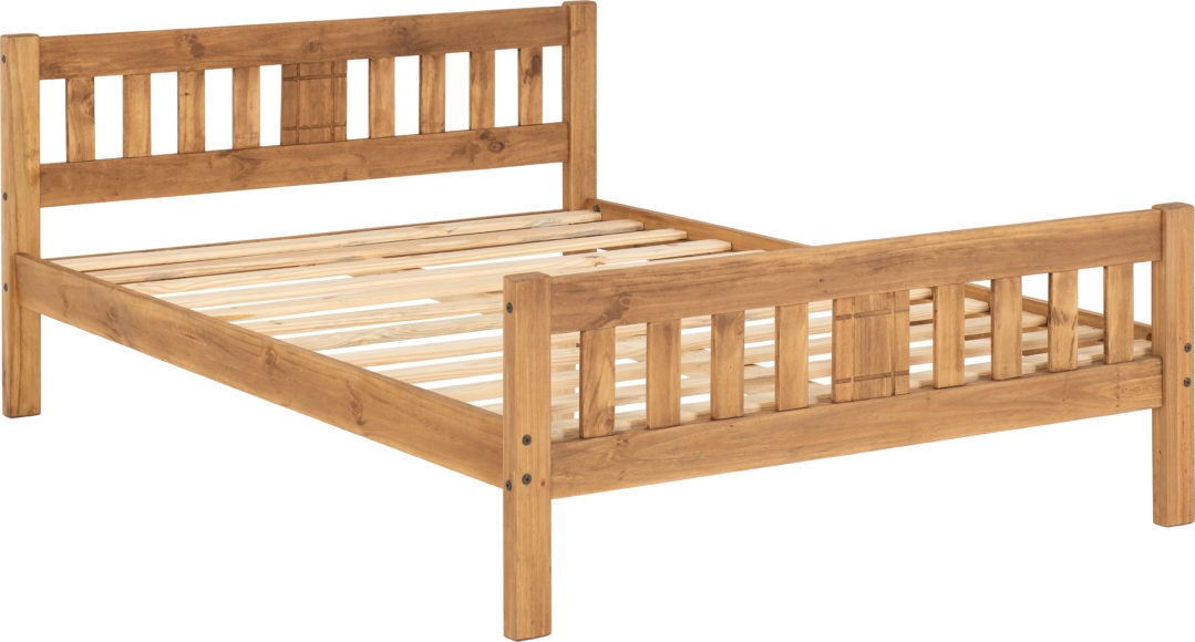 Seconique Rio 4'6" Bed Distressed Waxed Pine
