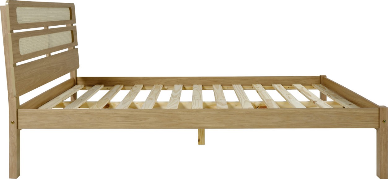Seconique Santana 4'6" Bed Light Oak/Rattan Effect
