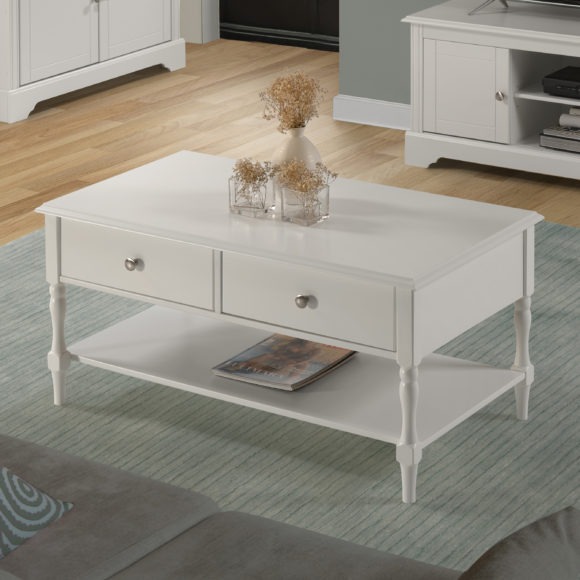 Seconique Stratford 2 Drawer Coffee Table White