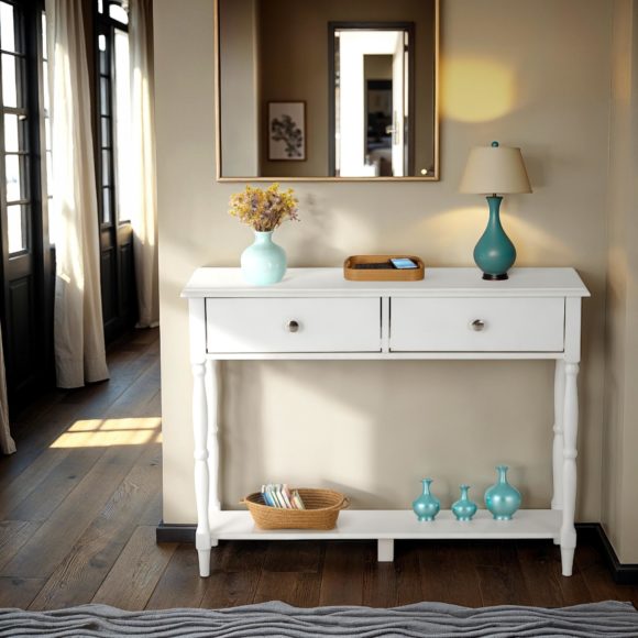 seconique Stratford 2 Drawer Console Table White