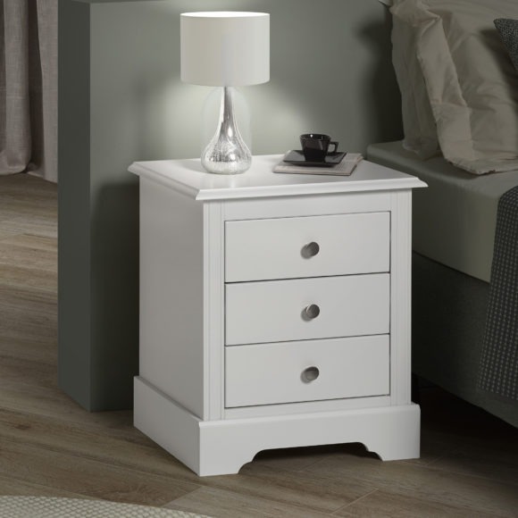 Seconique Stratford 3 Drawer Bedside White