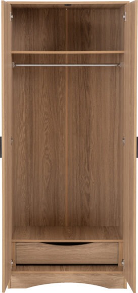 Seconique Tessa 2 Door Wardrobe Natural Oak Effect