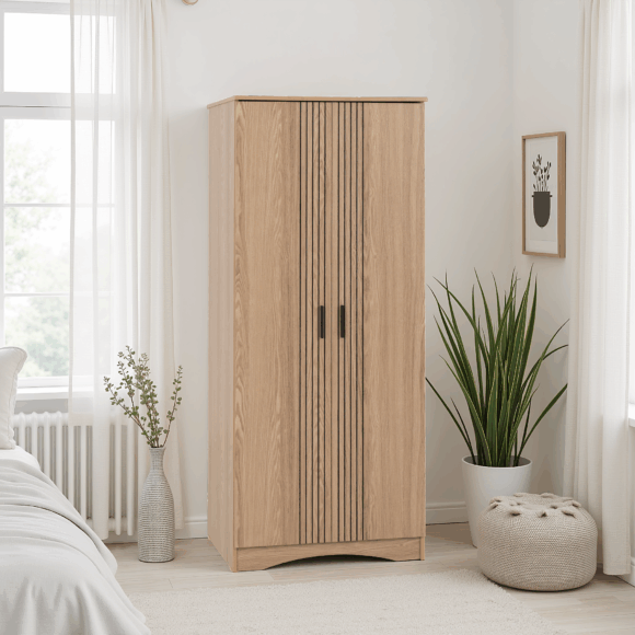 seconique Tessa 2 Door Wardrobe Natural Oak Effect