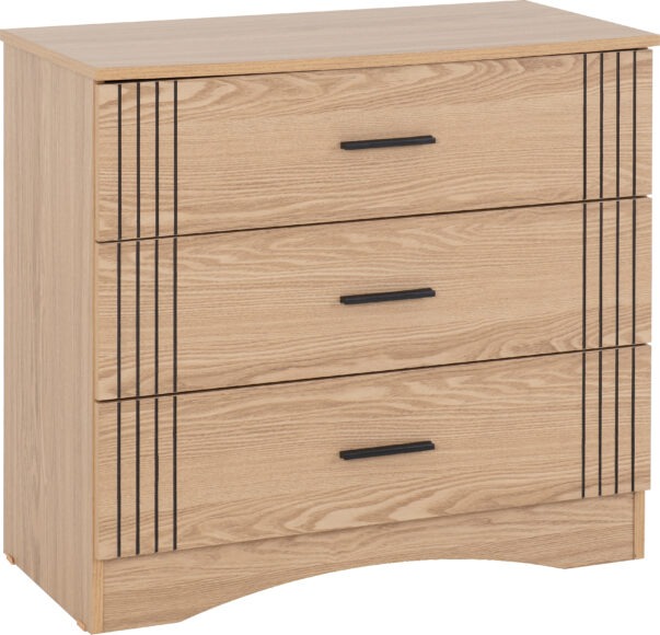 Seconique Tessa 3 Drawer Chest Natural Oak Effect