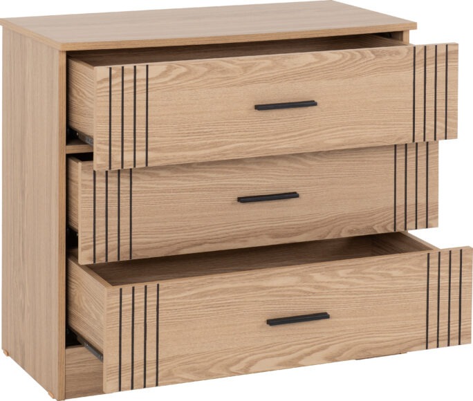 Seconique Tessa 3 Drawer Chest Natural Oak Effect