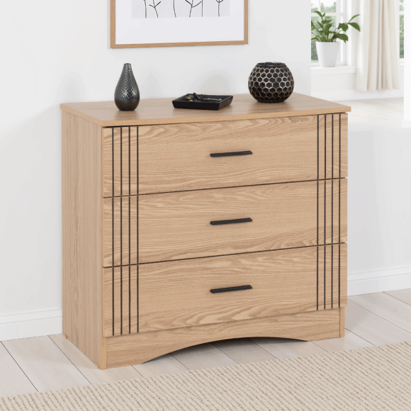 seconique Tessa 3 Drawer Chest Natural Oak Effect