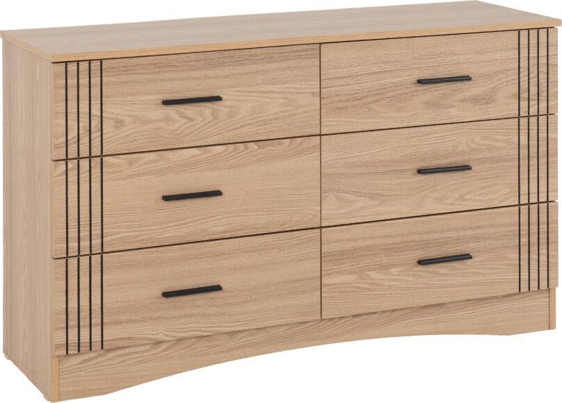Seconique Tessa 6 Drawer Chest Natural Oak Effect