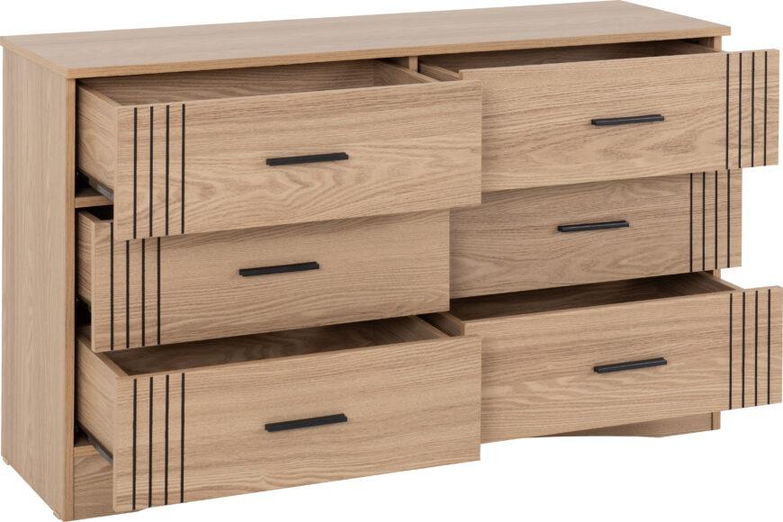 Seconique Tessa 6 Drawer Chest Natural Oak Effect