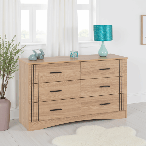 seconique Tessa 6 Drawer Chest Natural Oak Effect