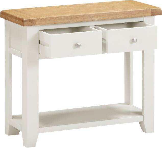 Seconique Windsor 2 Drawer Console Table Ivory/Oak