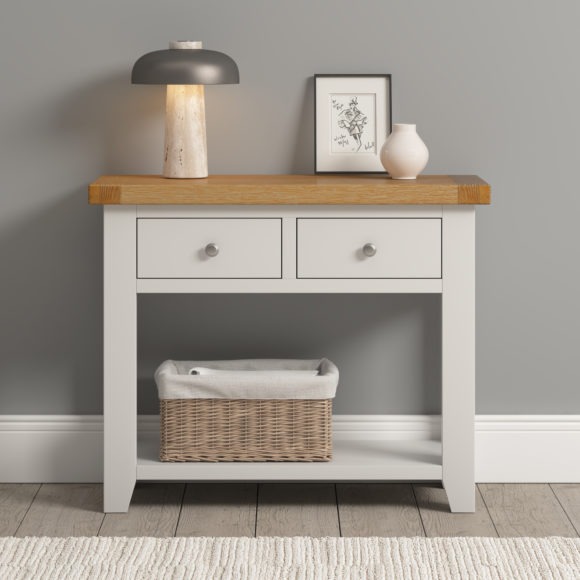 seconique Windsor 2 Drawer Console Table Ivory/Oak
