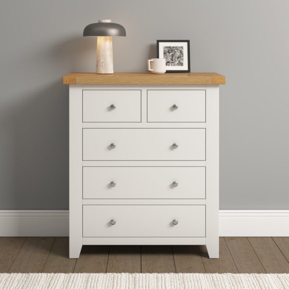 seconique Windsor 3+2 Drawer Chest Ivory/Oak