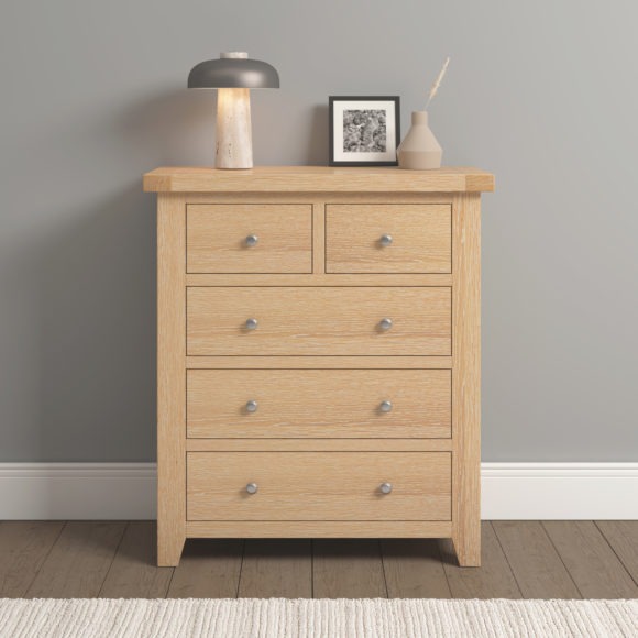 seconique Windsor 3+2 Drawer Chest Natural Oak