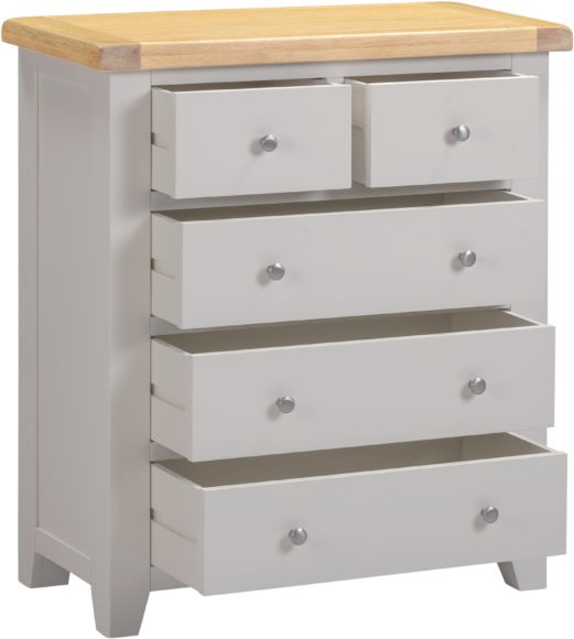 Seconique Windsor 3+2 Drawer Chest Pebble Grey/Oak