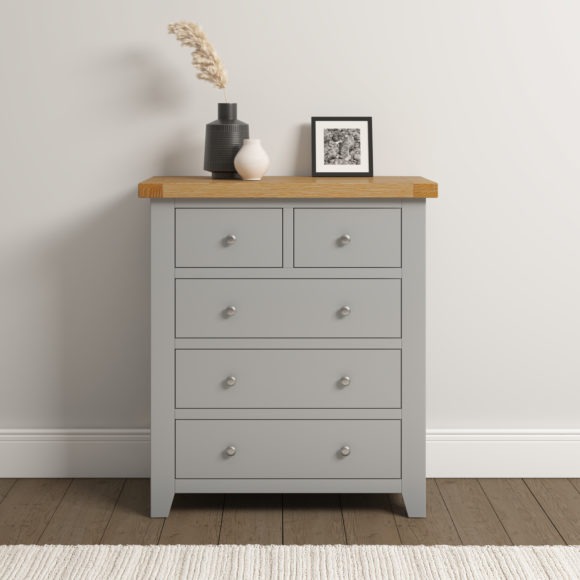 seconique Windsor 3+2 Drawer Chest Pebble Grey/Oak