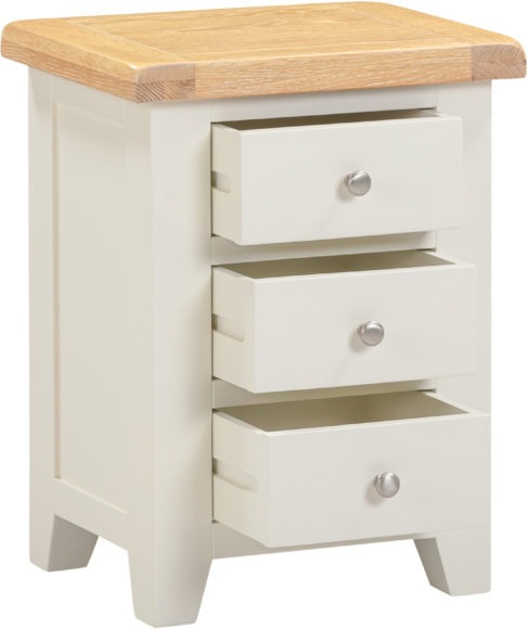 Seconique Windsor 3 Drawer Bedside Ivory/Oak