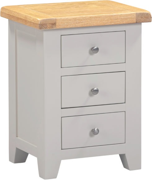 Seconique Windsor 3 Drawer Bedside Pebble Grey/Oak