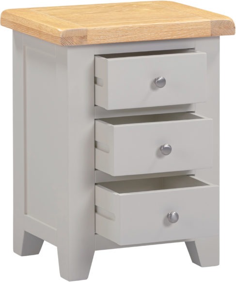 Seconique Windsor 3 Drawer Bedside Pebble Grey/Oak