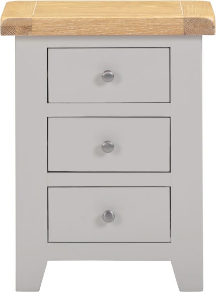 Seconique Windsor 3 Drawer Bedside Pebble Grey/Oak