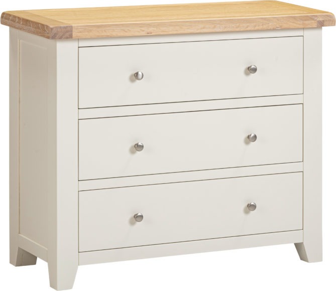Seconique Windsor 3 Drawer Chest Ivory/Oak