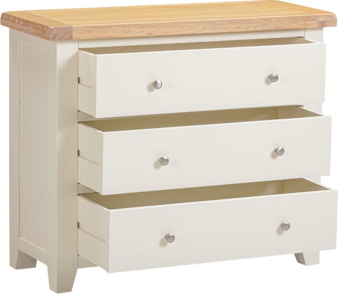 Seconique Windsor 3 Drawer Chest Ivory/Oak