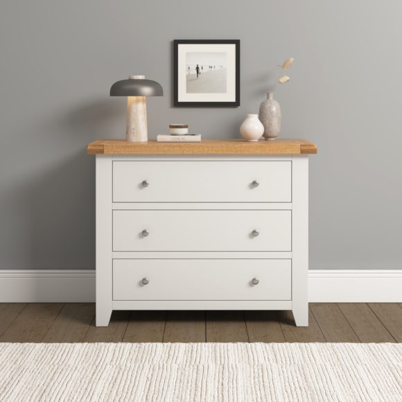 seconique Windsor 3 Drawer Chest Ivory/Oak