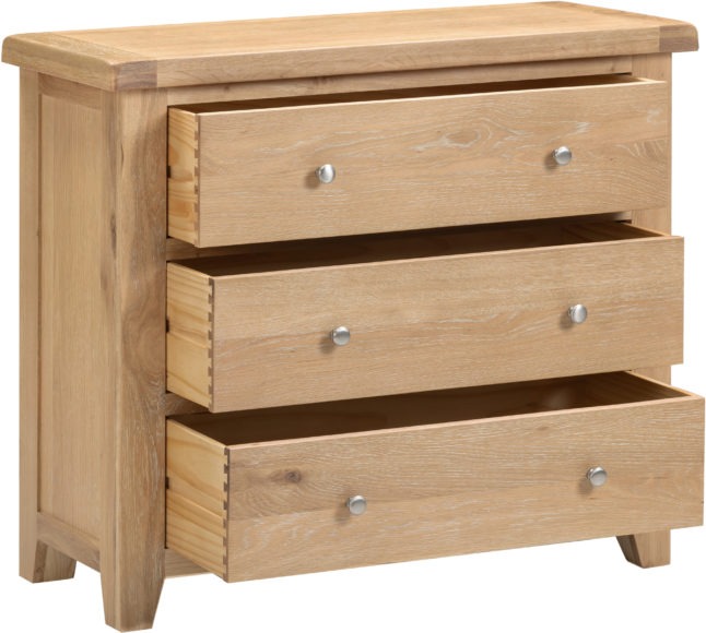 Seconique Windsor 3 Drawer Chest Natural Oak