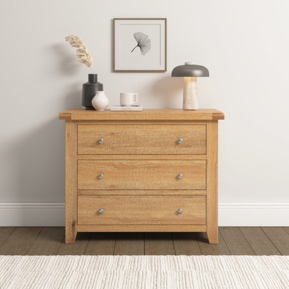seconique Windsor 3 Drawer Chest Natural Oak