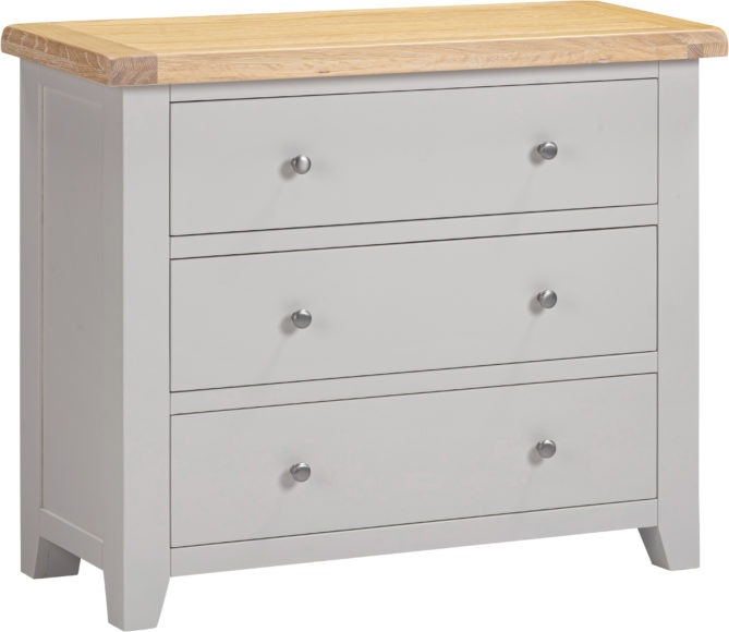Seconique Windsor 3 Drawer Chest Pebble Grey/Oak