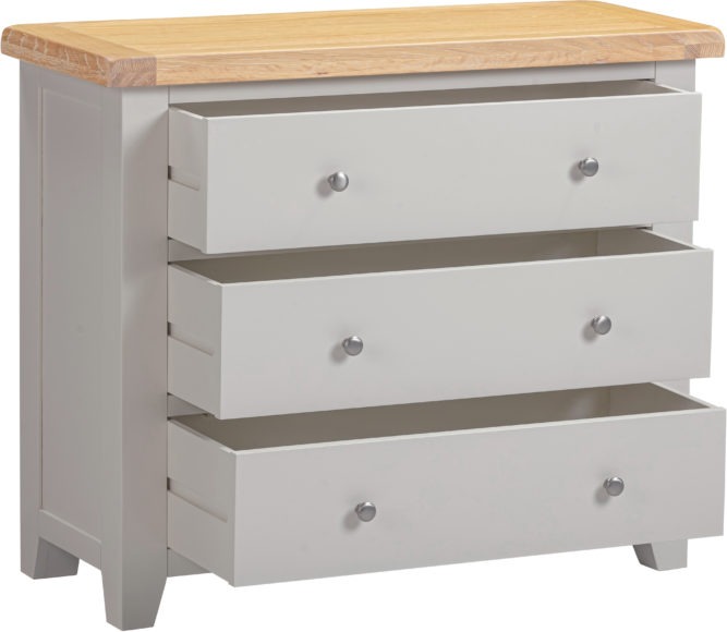 Seconique Windsor 3 Drawer Chest Pebble Grey/Oak
