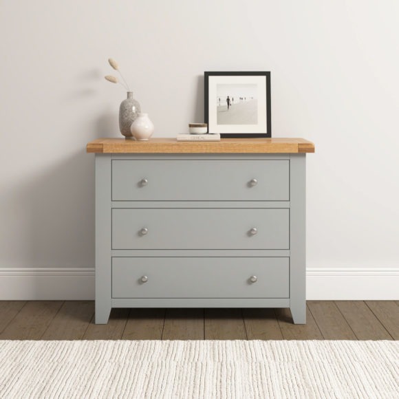 seconique Windsor 3 Drawer Chest Pebble Grey/Oak