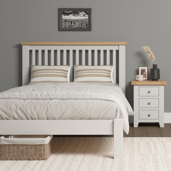 seconique Windsor 4'6" Bed Low Foot End Ivory/Oak