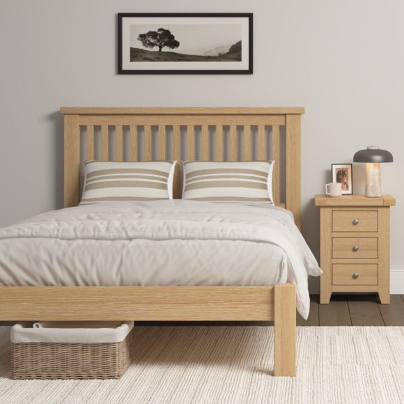 seconique Windsor 4'6" Bed Low Foot End Natural Oak