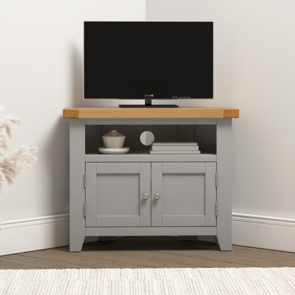 seconique Windsor Corner TV Unit Pebble Grey/Oak