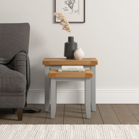 seconique Windsor Nest of 2 Tables Pebble Grey/Oak