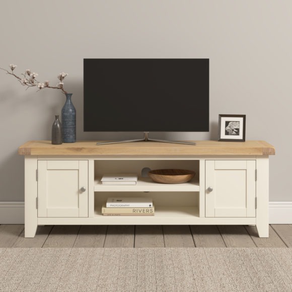 seconique Windsor Straight TV Unit Ivory/Oak