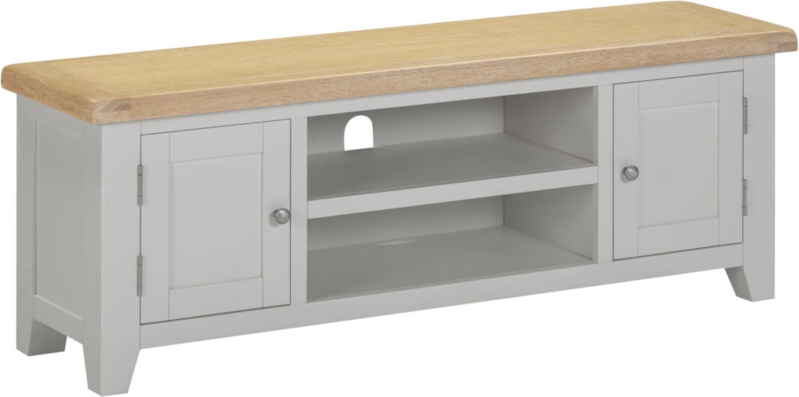 Seconique Windsor Straight TV Unit Pebble Grey/Oak