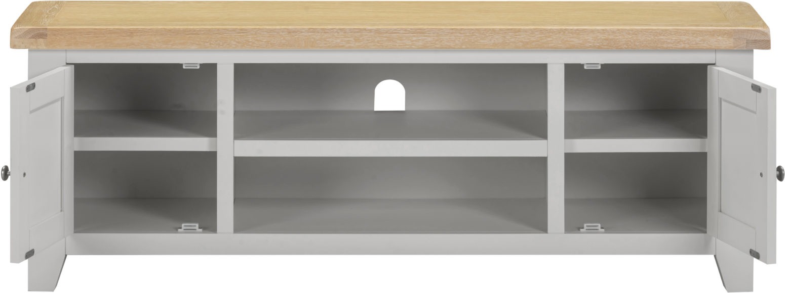 Seconique Windsor Straight TV Unit Pebble Grey/Oak