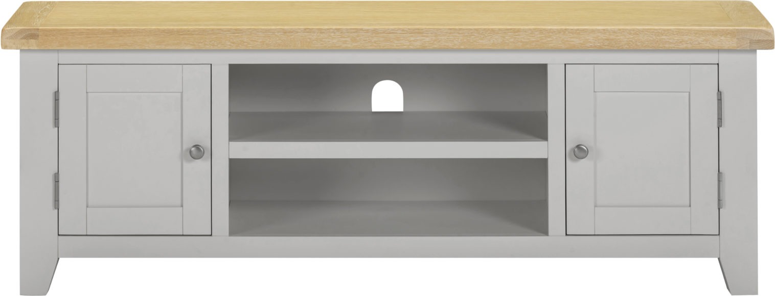 Seconique Windsor Straight TV Unit Pebble Grey/Oak