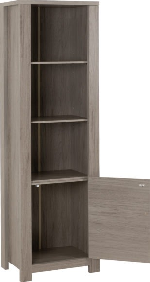 Seconique Zurich 1 Door Bookcase Grey Wood Grain