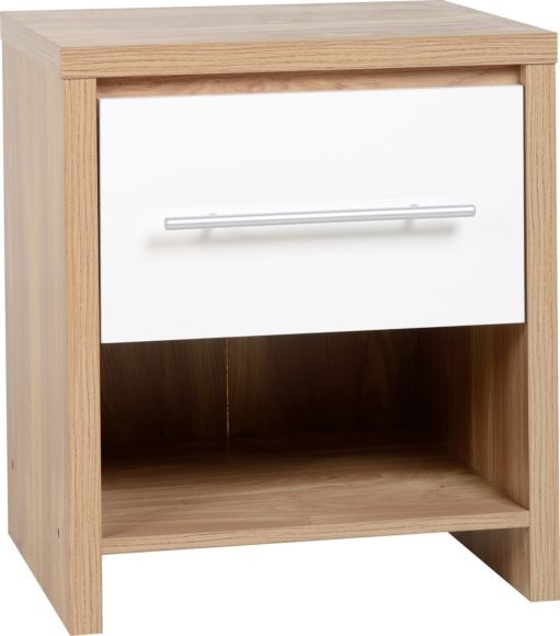 Seconique Seville Bedroom Set White High Gloss/Light Oak Effect Veneer