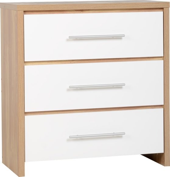 Seconique Seville Bedroom Set White High Gloss/Light Oak Effect Veneer