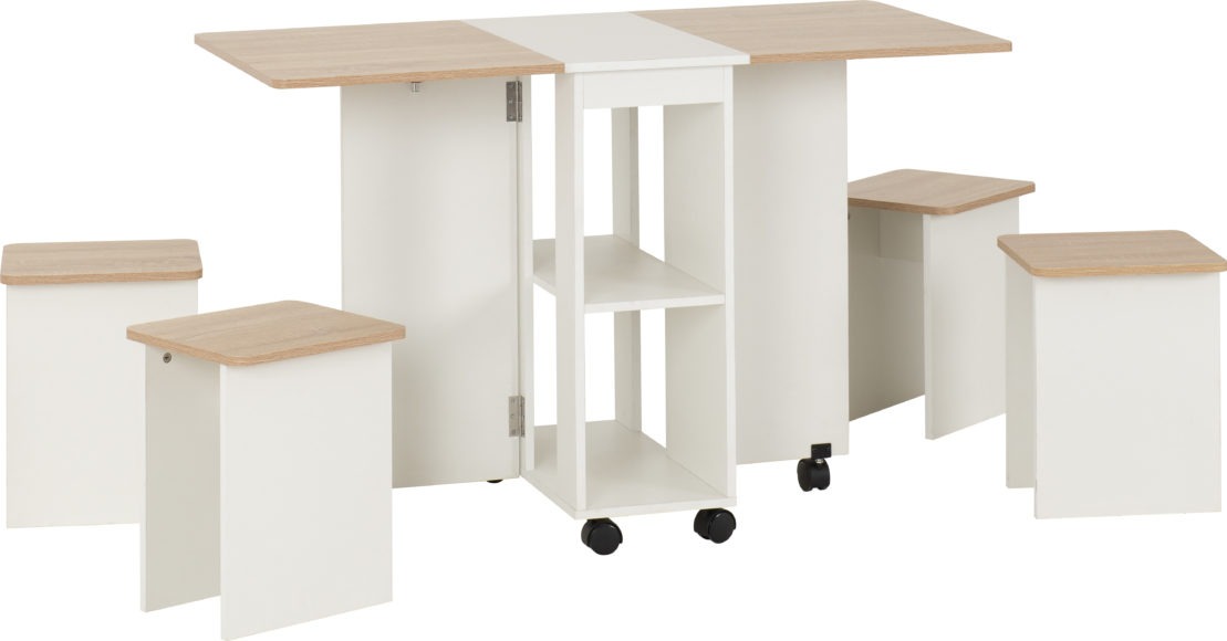 Seconique Seymore Stowaway Dining Set Oak Effect/White